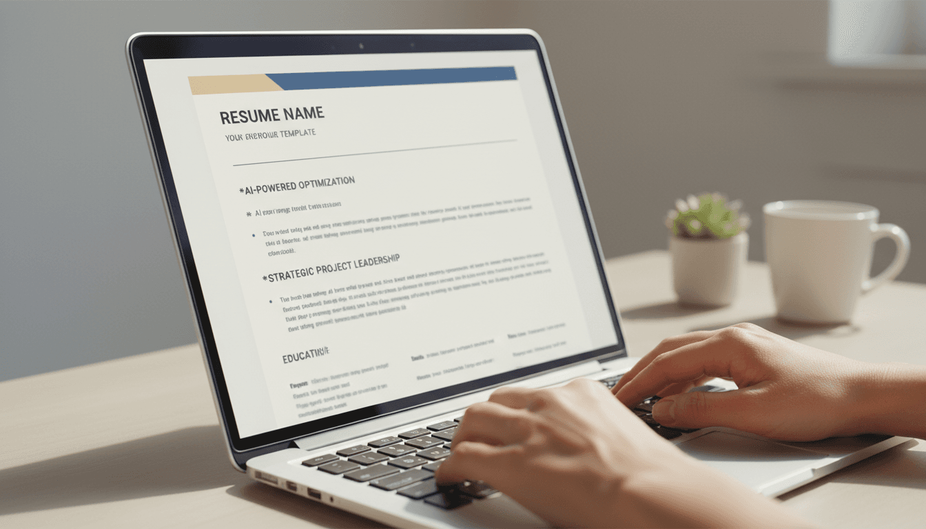 Person creating a professional resume using ResumeAI's AI resume generator on laptop