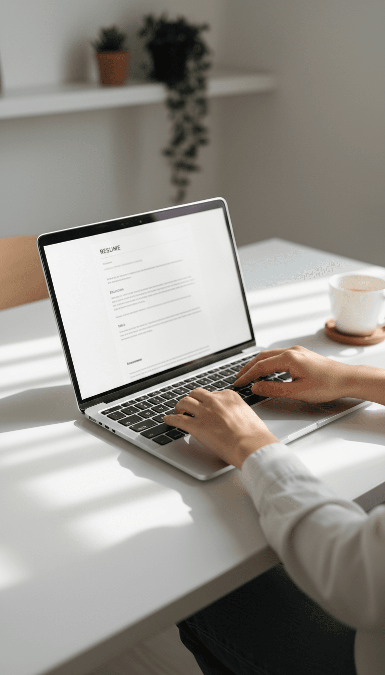 Person using ResumeAI to create a professional resume on their laptop