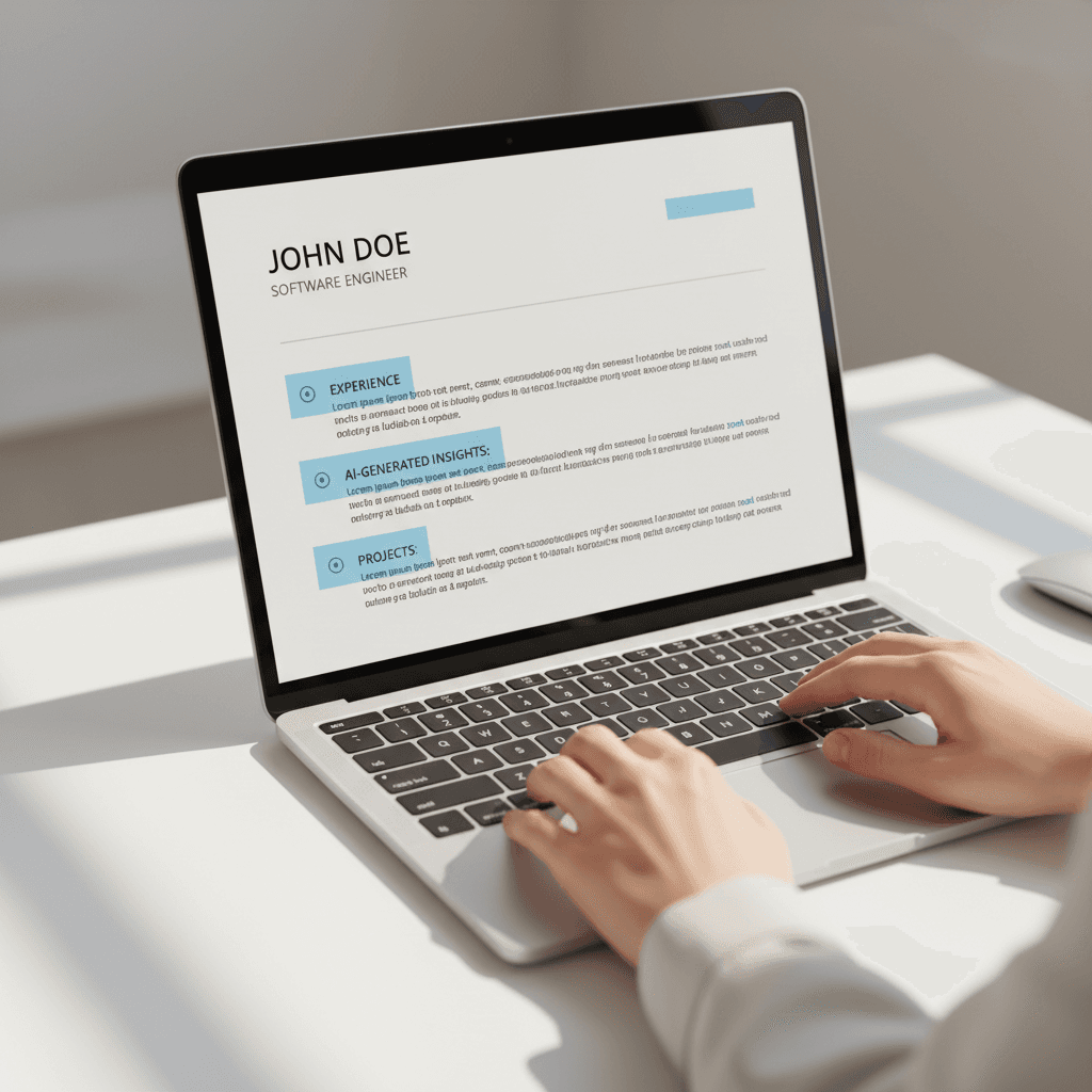 AI bullet point generation on laptop screen